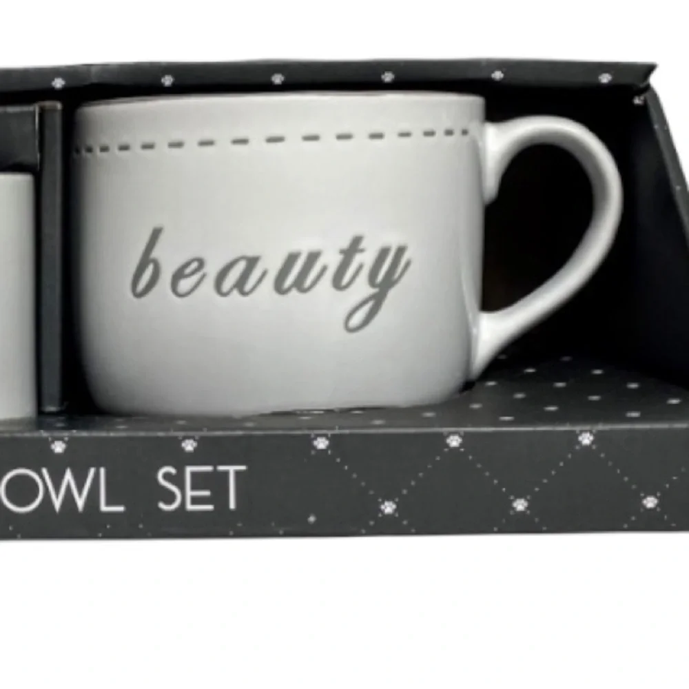 NIB Mug and Pet Bowl Set, “BEAUTY“ & “BEAST”